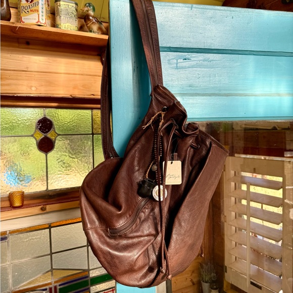 Free People Harlow Leather Bucket Backpack w/Coin & Pouch Bag Charm! - Picture 14 of 16